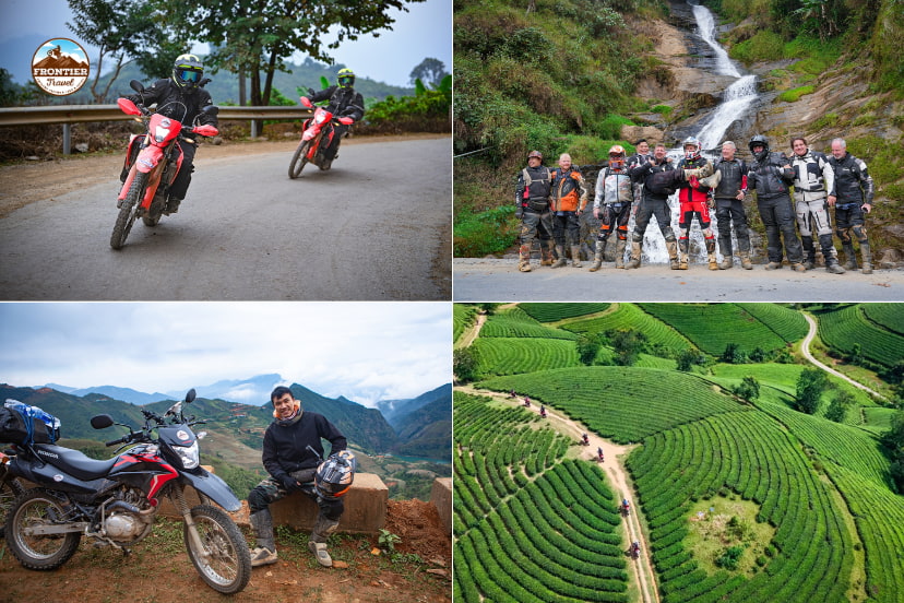 Motorbike riding through the mountains of northern Vietnam near Mai Chau